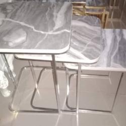 GREY MARBLE TOP & SILVER LEGS (1530)