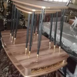 BROWN TOP & BLACK LEGS CENTER TABLE & SIDE STOOLS (1530)