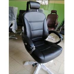 BLACK OFFICE CHAIR WITH HEAD REST & CURVED ARMS (JOFU)