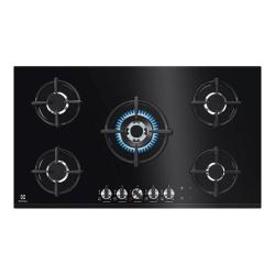 Electrolux Hob | 90 cm KGG9538K  Flamelight Built-in 5 Gas Burners On Glass Hob - deluxe.com.ng 