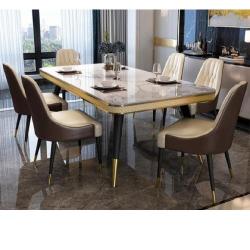 QUALITY DESIGNED BROWN & CREAM SIX MARBLE DINING CHAIRS WITH TABLE -AVAILABLE (AUSFUR) - deluxe.com.ng