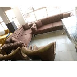 QUALITY DESIGNED COFFEE BROWN 7 SEATERS SOFA CHAIRS (WITHOUT TABLE & STOOLS)-AVAILABLE (SETIN) - deluxe.com.ng