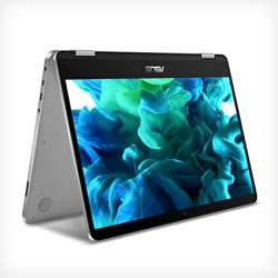 ASUS VivoBook Flip 14 Thin and Light 2-in-1 Laptop, 14” HD Touchscreen, Intel Celeron N4020 Processor, 4GB DDR4, 64GB Storage, Windows 10 Home in S Mode, Light Grey, TPM, Fingerprint, J401MA-DB02 (DW)
