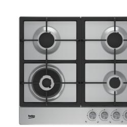BEKO 60CM  3 GAS +1 WOK ON STAINLESS STEEL HOB HQAW 64225 SX-deluxe.com.ng