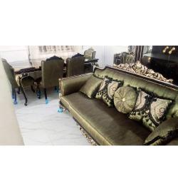 QUALITY 8 SEATERS SOFA WITH  CENTRE TABLE WITH 2 SIDE STOOLS & DINING SET (BUS) - deluxe.com.ng