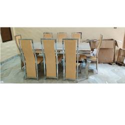QUALITY DESIGNED 8 SEATERS MARBLE TOP DINING TABLE - AVAILABLE (MOBIN) - Deluxe.com.ng