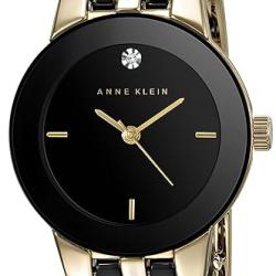 ANNE KLEIN AK/1610BKGB WOMEN'S GOLD-TONE AND BLACK CERAMIC BRACELET WATCH - deluxe.com.ng