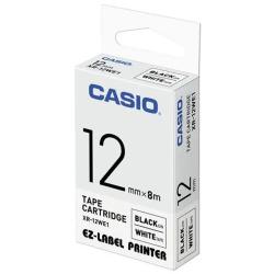 Casio Tape Cartridge | 12mm Black On White Standard Label - Deluxe.com.ng