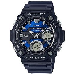 CASIO AEQ-120W-2AVDF MEN’S BLUE ANALOG-DIGITAL DIAL RESIN STRAP WATCH - deluxe.com.ng
