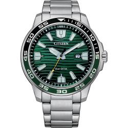 CITIZEN AW1526-89X MEN’S ECO-DRIVE GREEN DIAL ANALOG BRACELET WATCH-deluxe.com.ng
