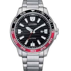 CITIZEN AW1527-86E MEN’S ECO-DRIVE BLACK & RED BEZEL STAINLESS STEEL WATCH - Deluxe.com.ng