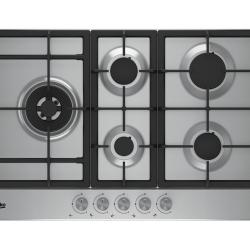 BEKO 90CM 4+1 GAS ON STAINLESS STEEL HOB HQAW 75225 SX-deluxe.com.ng