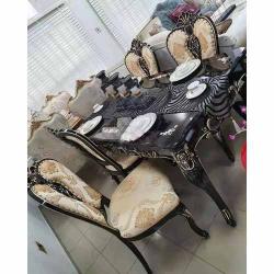 QUALITY DESIGNED BLACK & BROWN TABLE WITH 6 CHAIRS - AVAILABLE (JAFU) - deluxe.com.ng