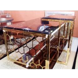 QUALITY DESIGNED BLACK  MARBLE TOP & WHITE CENTER TABLE - AVAILABLE  (CHIN) - deluxe.com.ng