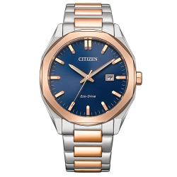 CITIZEN MEN’S BM7606-84L ECO-DRIVE QUARTZ WATCH WITH BLUE DIAL AND TWO-TONE STAINLESS STEEL BRACELET - deluxe.com.ng
