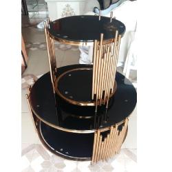 QUALITY DESIGNED BLACK MARBLE TOP CENTER TABLE & 2 SIDE STOOLS - AVAILABLE (MOBIN) - deluxe.com.ng