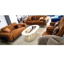 QUALITY DESIGNED BROWN 7 SEATERS SOFA CHAIRS (WITHOUT TABLE & STOOLS)-AVAILABLE (SETIN) - deluxe.com.ng