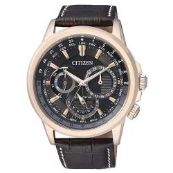 CITIZEN BU2023-12E MEN’S ECO-DRIVE CALENDRIER WORLD TIME LEATHER WATCH -Deluxe.com.ng