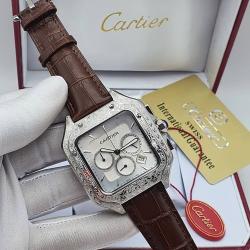 CARTIER EXCLUSIVE DESIGNERS WRISTWATCH BROWN LEATHER | SILVER FACE (SAWW) - DELUXE.COM.NG