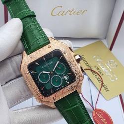 CARTIER EXCLUSIVE DESIGNERS WRISTWATCH WITH ARMY GREEN LEATHER AND GREEN SCREEN (SAWW) - DELUXE.COM.NG