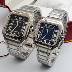 CARTIER EXCLUSIVE SILVER CHAIN DESIGNER WRISTWATCH WITH BLACK SQUARE FACE (SAWW) - DELUXE.COM.NG