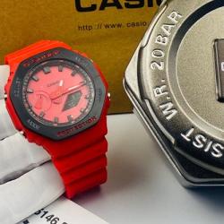 CASIO EXCLUSIVE DESIGNERS WRISTWATCH WITH RED RUBBER HANDS AND BLACK FACE (SAWW) - DELUXE.COM.NG