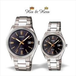 CASIO HIS & HERS ENTICER BLACK DIAL BRACELET WATCH - deluxe.com.ng