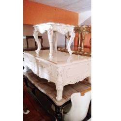 QUALITY DESIGNED  WHITE CENTER TABLE & 2 SIDE STOOLS -AVAILABLE (PIANET) - deluxe.com.ng