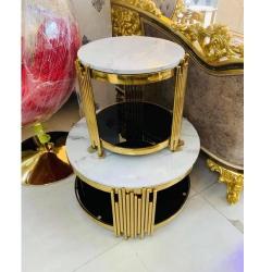  QUALITY ROUND CENTER TABLE & SIDE  STOOL WITH MARBLE - AVAILABLE (SOFU) - deluxe.com.ng