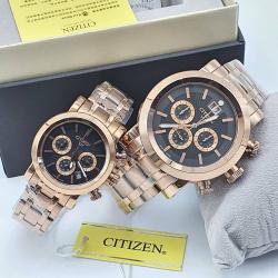 CITIZEN EXCLUSIVE DESIGNERS WRISTWATCH WITH GOLDEN CHAIN AND BLACK SCREEN (SAWW) - DELUXE.COM.NG