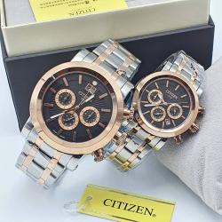 CITIZEN EXCLUSIVE DESIGNERS WRISTWATCH WITH SILVER AND GOLD CHAIN AND BLACK SCREEN (SAWW) - DELUXE.COM.NG