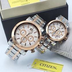 CITIZEN EXCLUSIVE DESIGNERS WRISTWATCH WITH SILVER AND GOLD CHAIN AND WHITE SCREEN (SAWW) - DELUXE.COM.NG