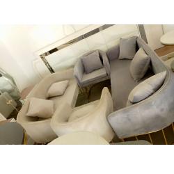 QUALITY DESIGNED CREAM & GRAY 7 SEATERS SOFA CHAIRS (WITHOUT TABLE & STOOLS)-AVAILABLE (SETIN) - deluxe.com.ng