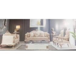 QUALITY DESIGNED 8 SEATERS LIGHT BROWN SOFA WITH CENTRE TABLE & 2 SIDE STOOLS (BUS) - deluxe.com.ng