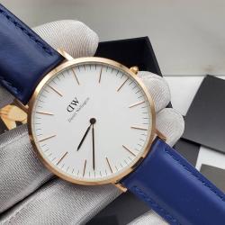 DANIEL WELLINGTON EXCLUSIVE NAVY BLUE LEATHER WRISTWATCH WITH  WHITE AND GOLD FACE (SAWW) - DELUXE.COM.NG