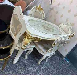 QUALITY DESIGNED WHITE & GOLD 4 CHAIRS DINING SET - AVAILABLE (SOFU) - deluxe.com.ng