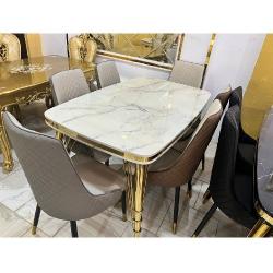 QUALITY DESIGNED BLACK MARBLE DINING BY SIX -AVAILABLE (AUSFUR) - deluxe.com.ng