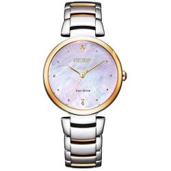 CITIZEN EM0854-89Y WOMEN’S ECO-DRIVE MOTHER OF PEARL DIAL TWO-TONE BRACELET WATCH - Deluxe.com.ng