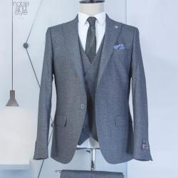 EXECUTIVE LIGHT AND DARK GREY 3 PIECE TURKEY CHECKER SUIT-deluxe.com.ng