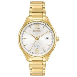 CITIZEN FE6102-53A WOMEN’S CHANDLER CRYSTAL SILVER DIAL GOLD WATCH - Deluxe.com.ng
