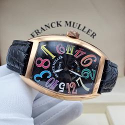 FRANK MULLER EXCLUSIVE DESIGNERS WRISTWATCH BLACK LEATHER HANDS | GOLD FACE AND DIFFERENT COLOR NUMBERING (SAWW) - DELUXE.COM.NG