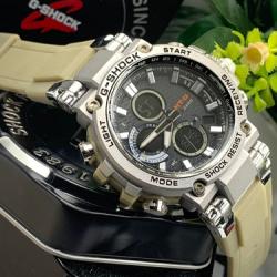 CASIIO G-SHOCK EXCLUSIVE CASUAL DESIGNERS WRISTWATCH CREAM RUBBER HANDS WITH SILVER FACE (SAWW) - DELUXE.COM.NG