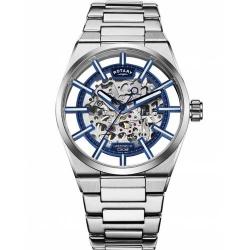 ROTARY GB05210/05 MEN’S GREENWICH G3 STAINLESS STEEL AUTOMATIC SKELETAL WATCH