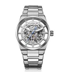ROTARY GB05210/06 MEN’S GREENWICH G3 STAINLESS STEEL AUTOMATIC SKELETON DIAL WATCH