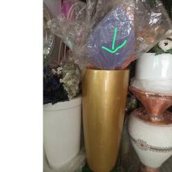 GOLD FIBRE FLOWER POT WITH ROUND BASE WITHOUT FLOWER (SWEN) - DELUXE.COM.NG
