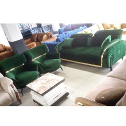 QUALITY DESIGNED GREEN 7 SEATERS SOFA CHAIRS (WITHOUT TABLE & STOOLS)-AVAILABLE (SETIN) - deluxe.com.ng