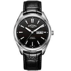 ROTARY GS05380/04 MEN’S HENLEY SERRATED BEZEL AUTOMATIC BLACK LEATHER WATCH