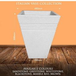 ITALIAN FLOWER VASE (WHITESTONE) BY 480MM X 500MM X 200MM WITH SQUARE BASE (ONYF) - DELUXE.COM.NG