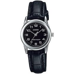 CASIO LADIES LTP-V001L-1BUDF METAL BASIC BLACK DIAL LEATHER SMALL SIZE WATCH