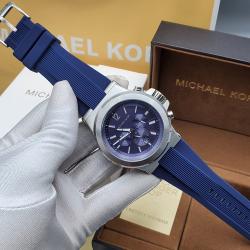 MICHAEL KORR EXCLUSIVE BLUE RUBBER HANDS WRISTWATCH WITH SILVER FACE (SAWW) - DELUXE.COM.NG